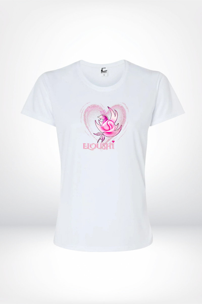Woman’s Eloushi Gold Heart White Tee