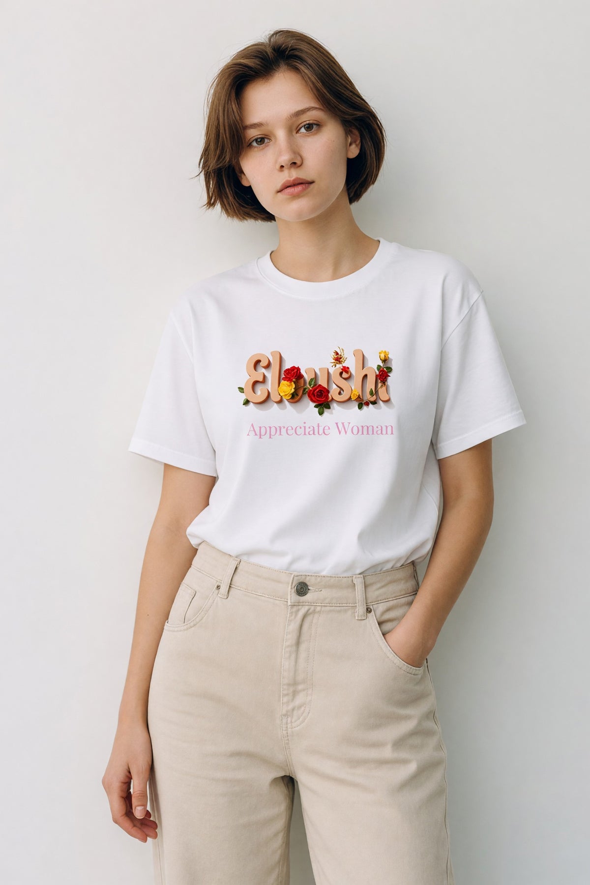 Eloushi Appreciate Women Floral Tee - model shot