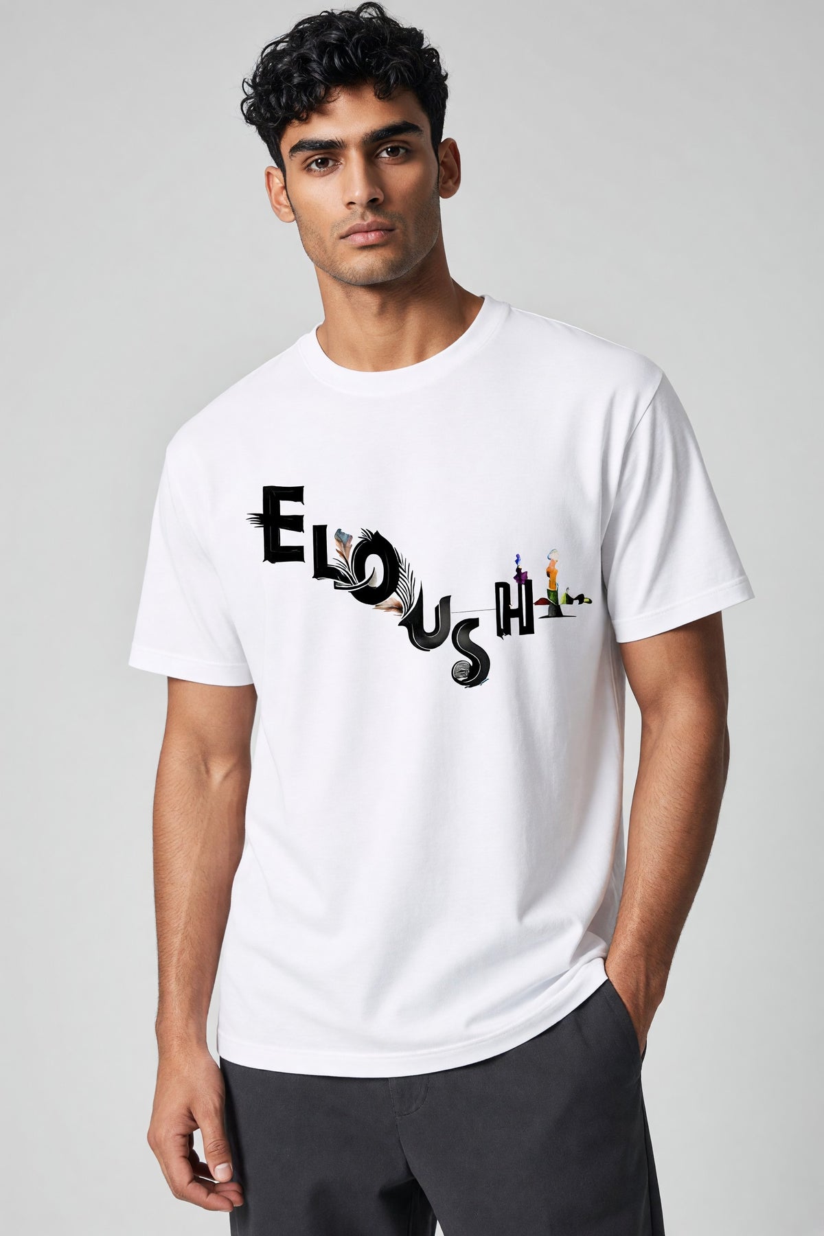 Eloushi Artistic Lettering Tee - model shot