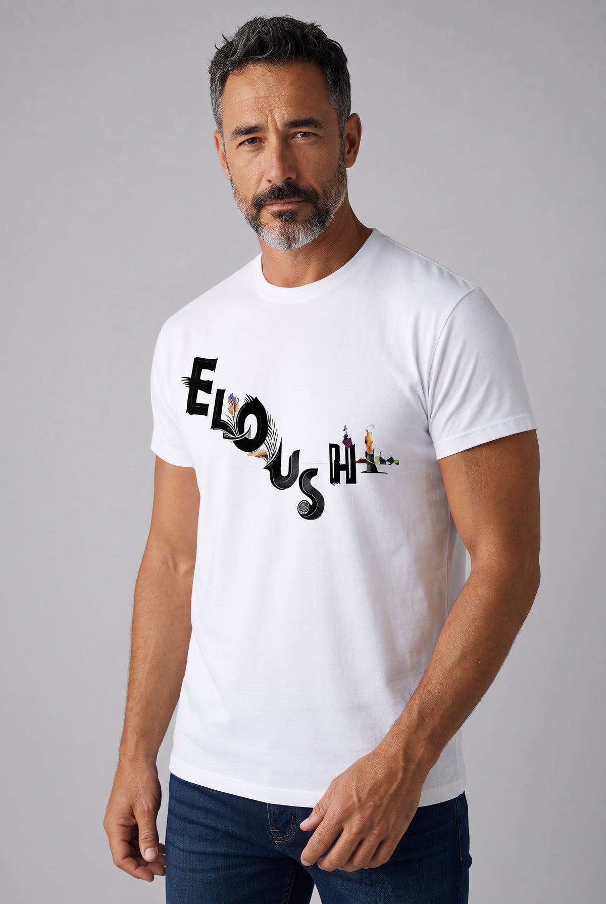 Eloushi Artistic Lettering Tee - model shot