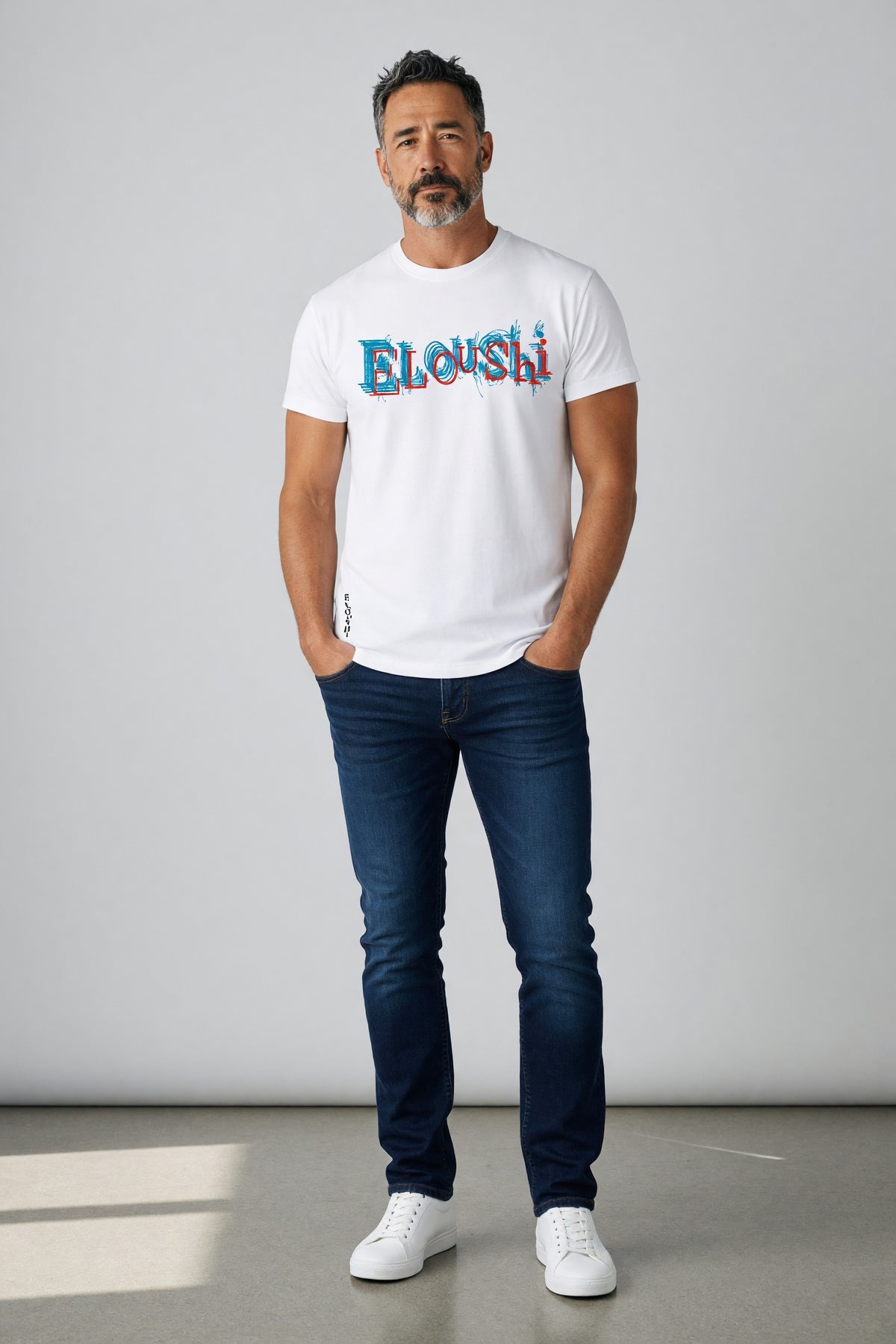 Eloushi Artistic Script Tee - model shot