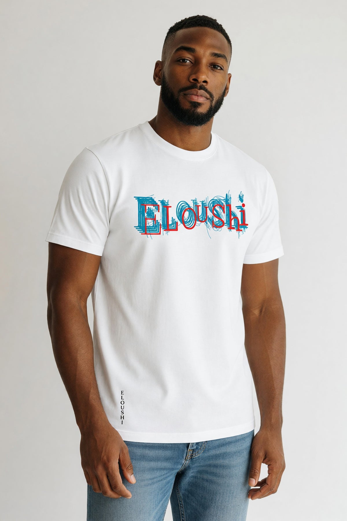 Eloushi Artistic Script Tee - model shot