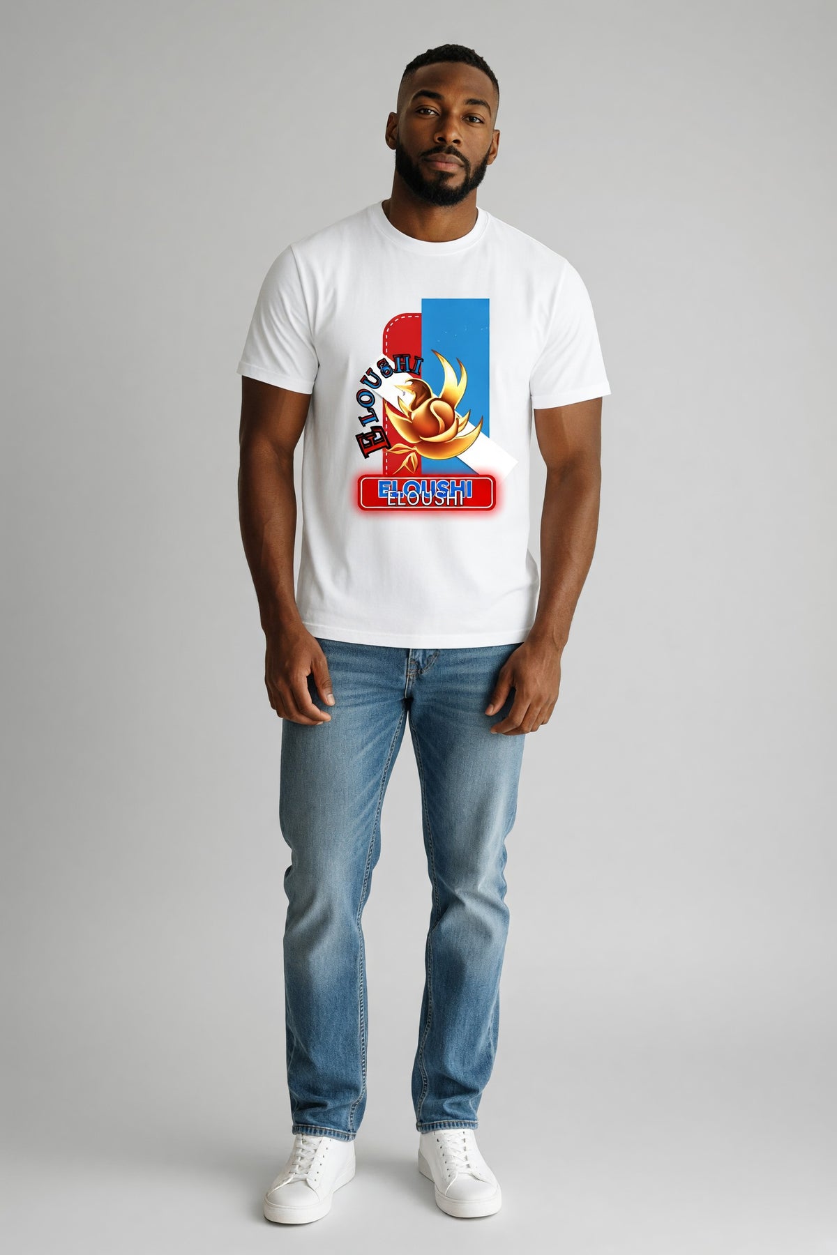 Eloushi Badge Graffiti Tee - model shot