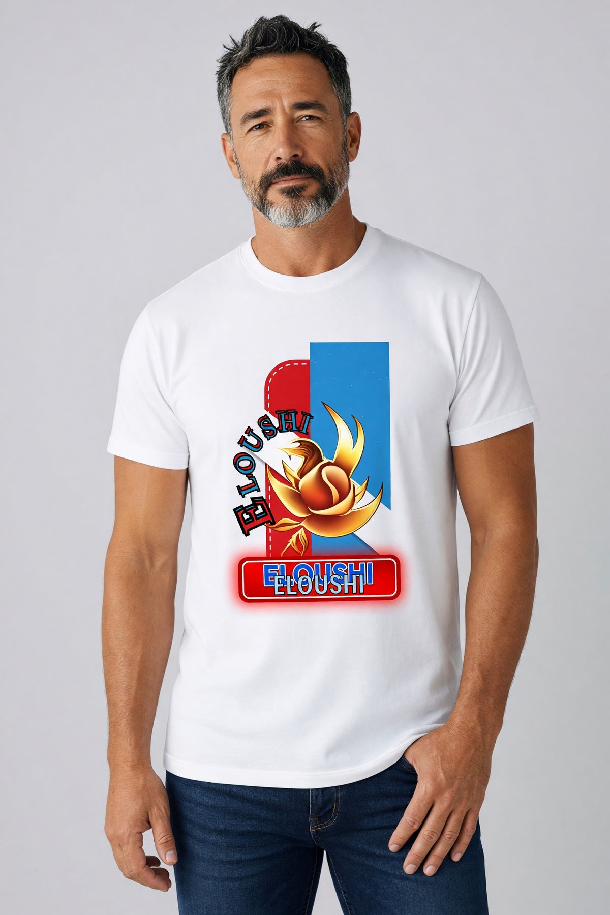 Eloushi Badge Graffiti Tee - model shot