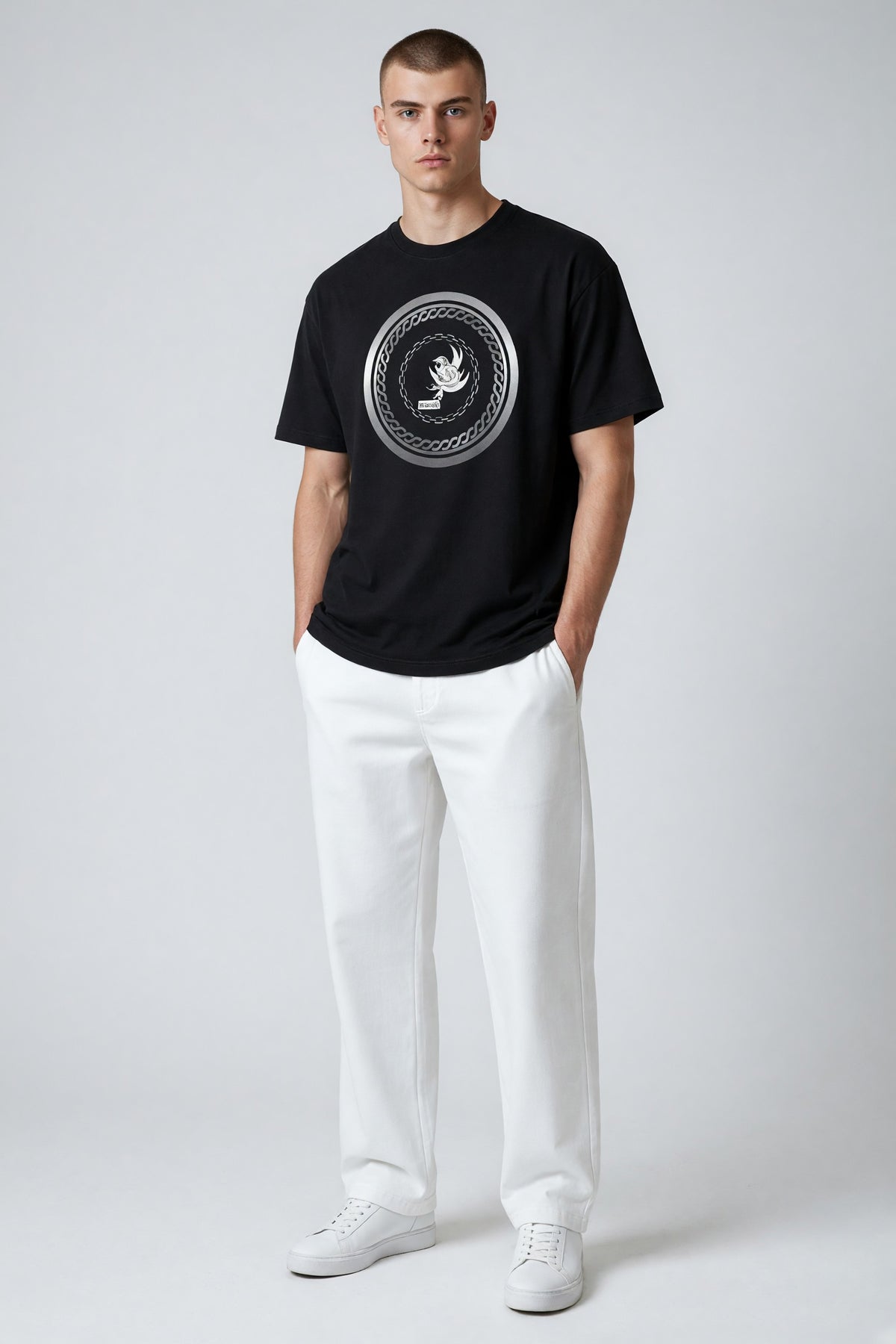 Eloushi Chain Medallion Tee - model shot