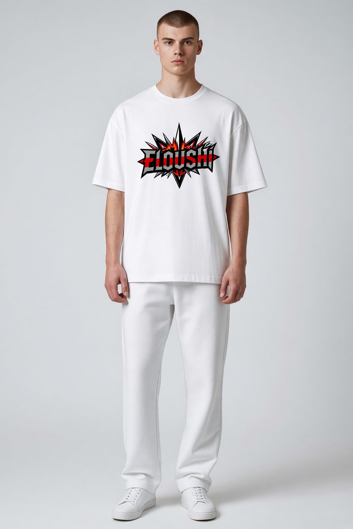 Eloushi Comic Burst Tee - model shot