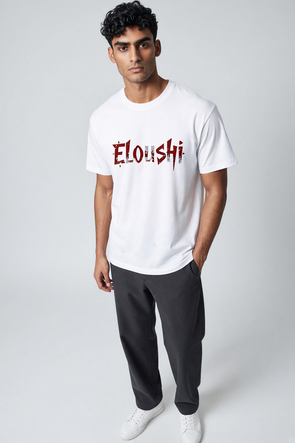 Eloushi Distressed Metal Tee - model shot