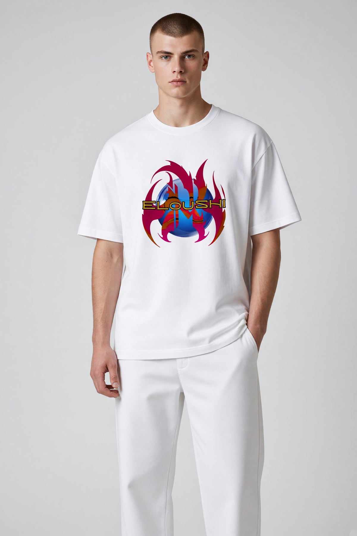 Eloushi Fire Phoenix Tee - model shot