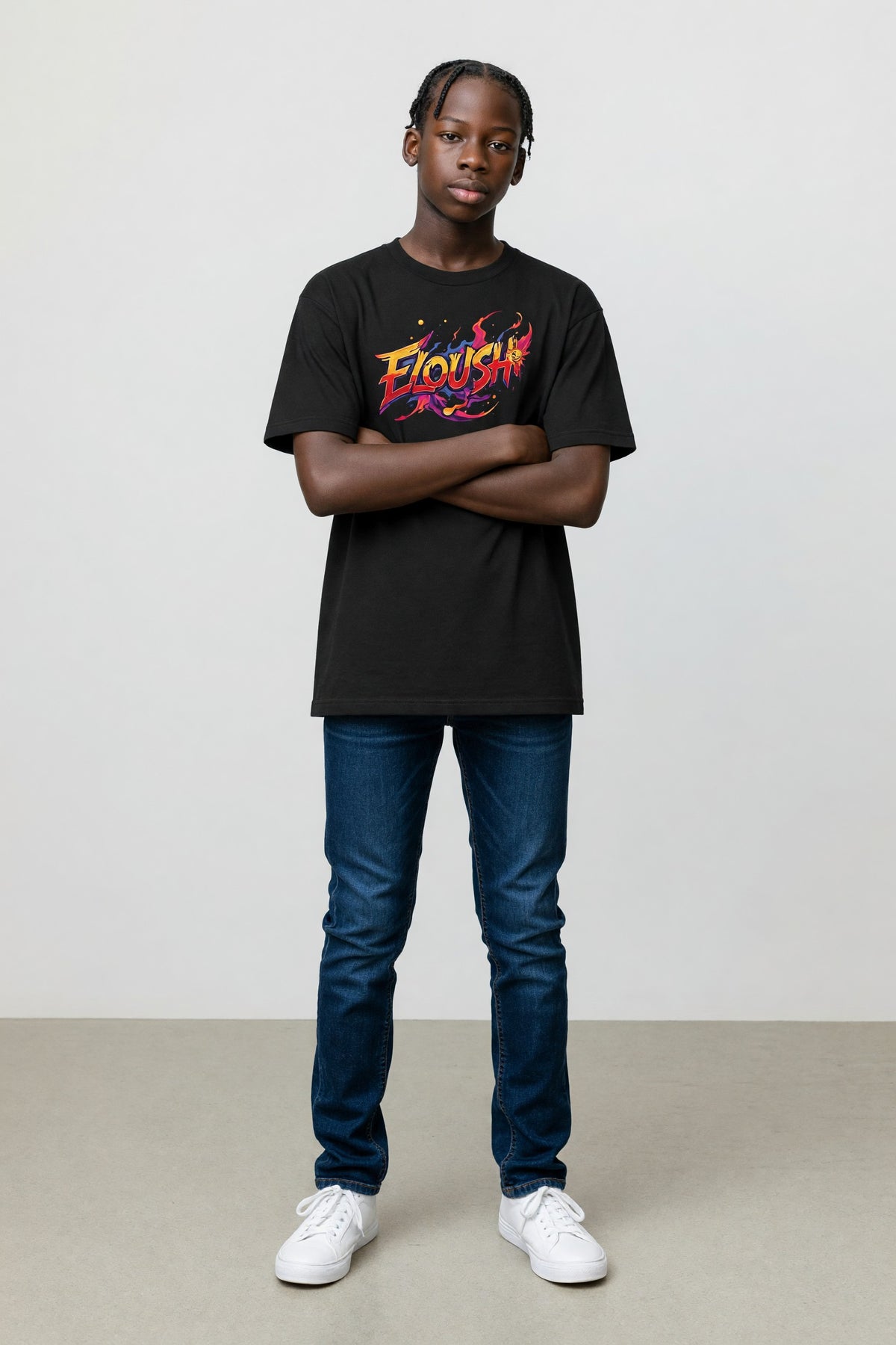 Eloushi Flame Graffiti Tee - model shot