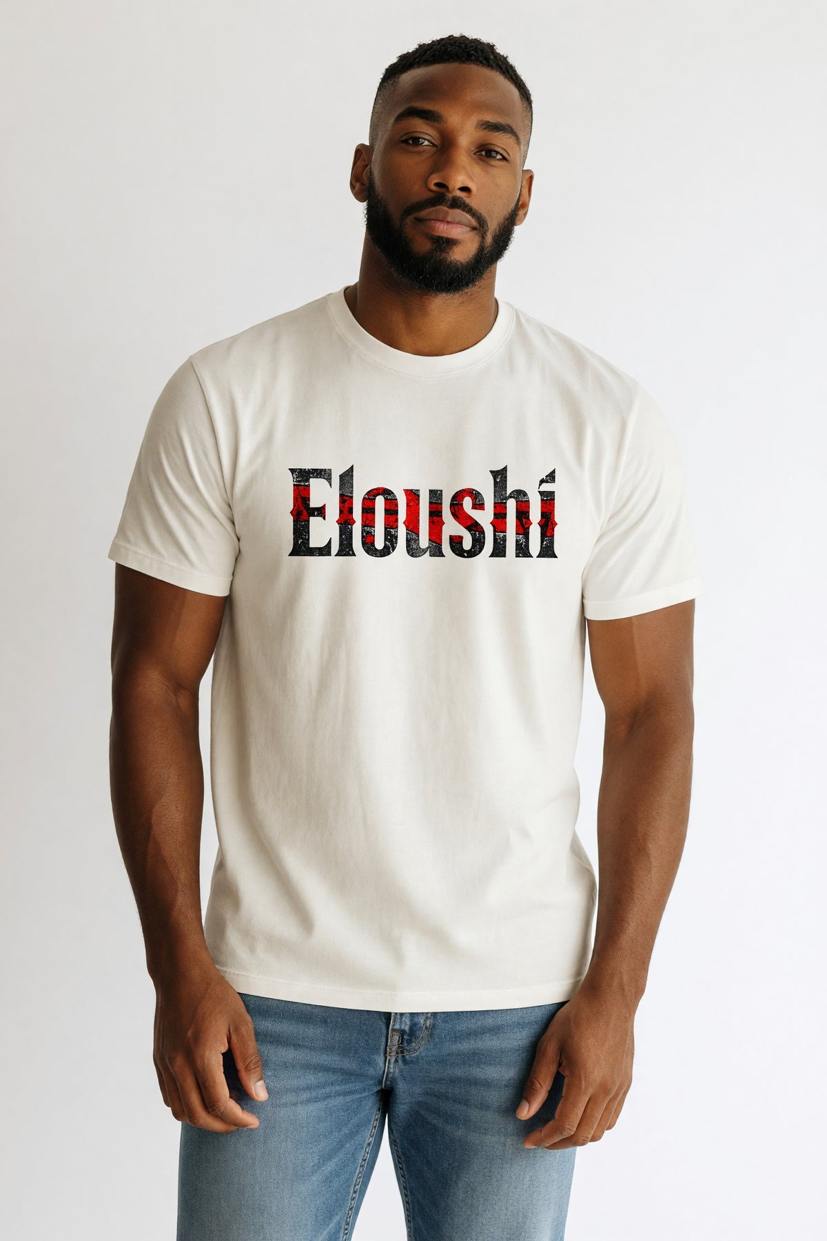 Eloushi Gothic Distressed Tee - model shot