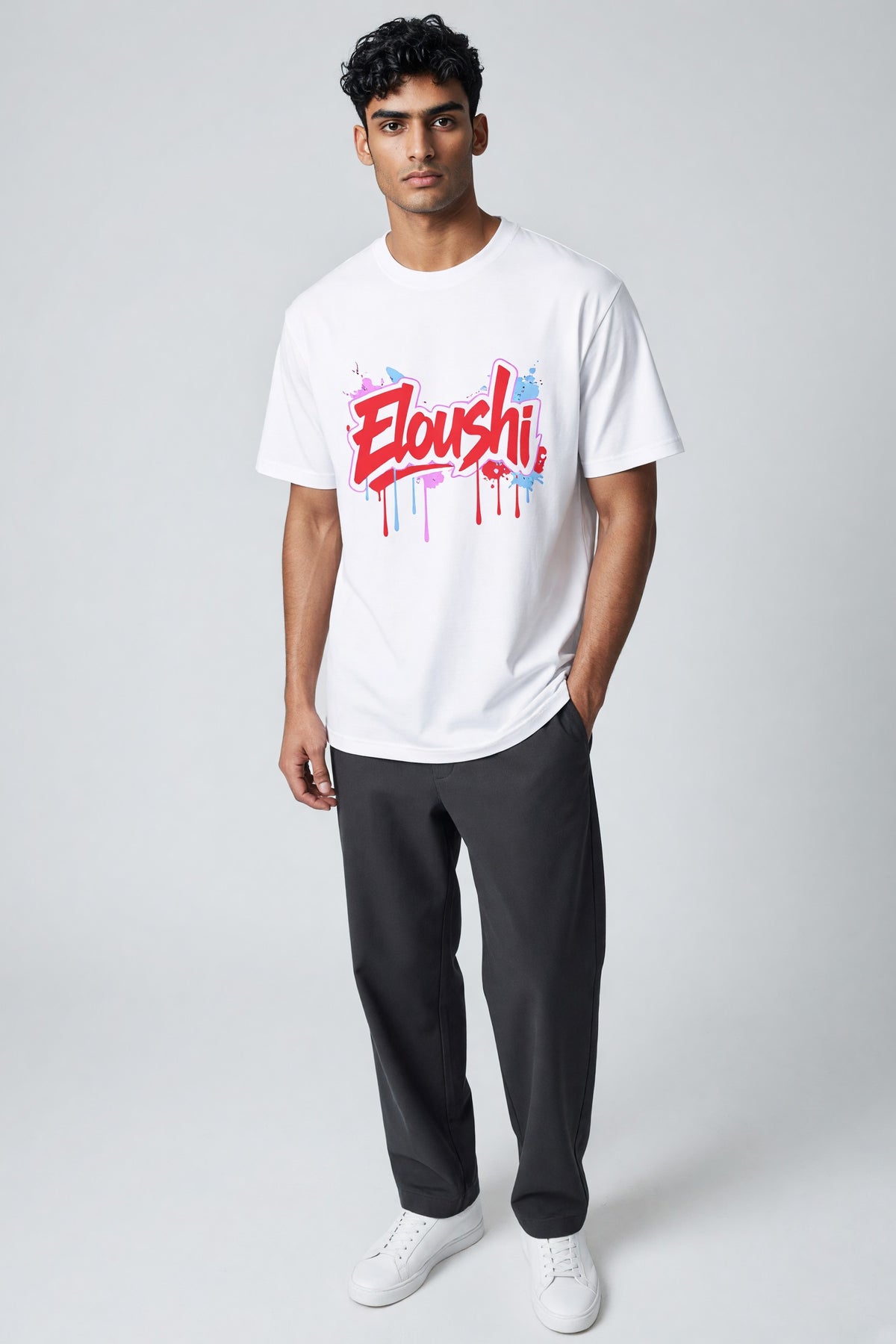Eloushi Graffiti Drip Tee - model shot