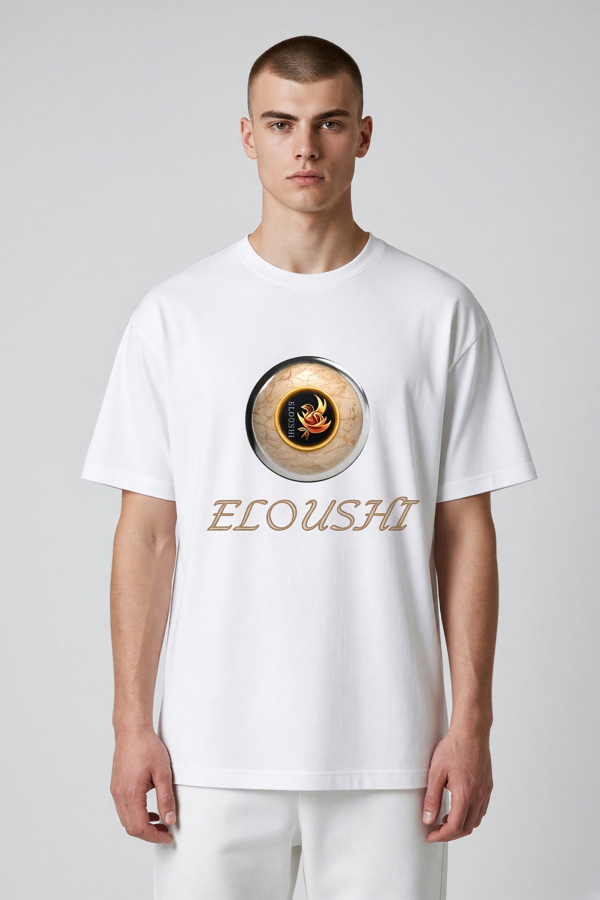 Eloushi Marble Medallion Tee - model shot
