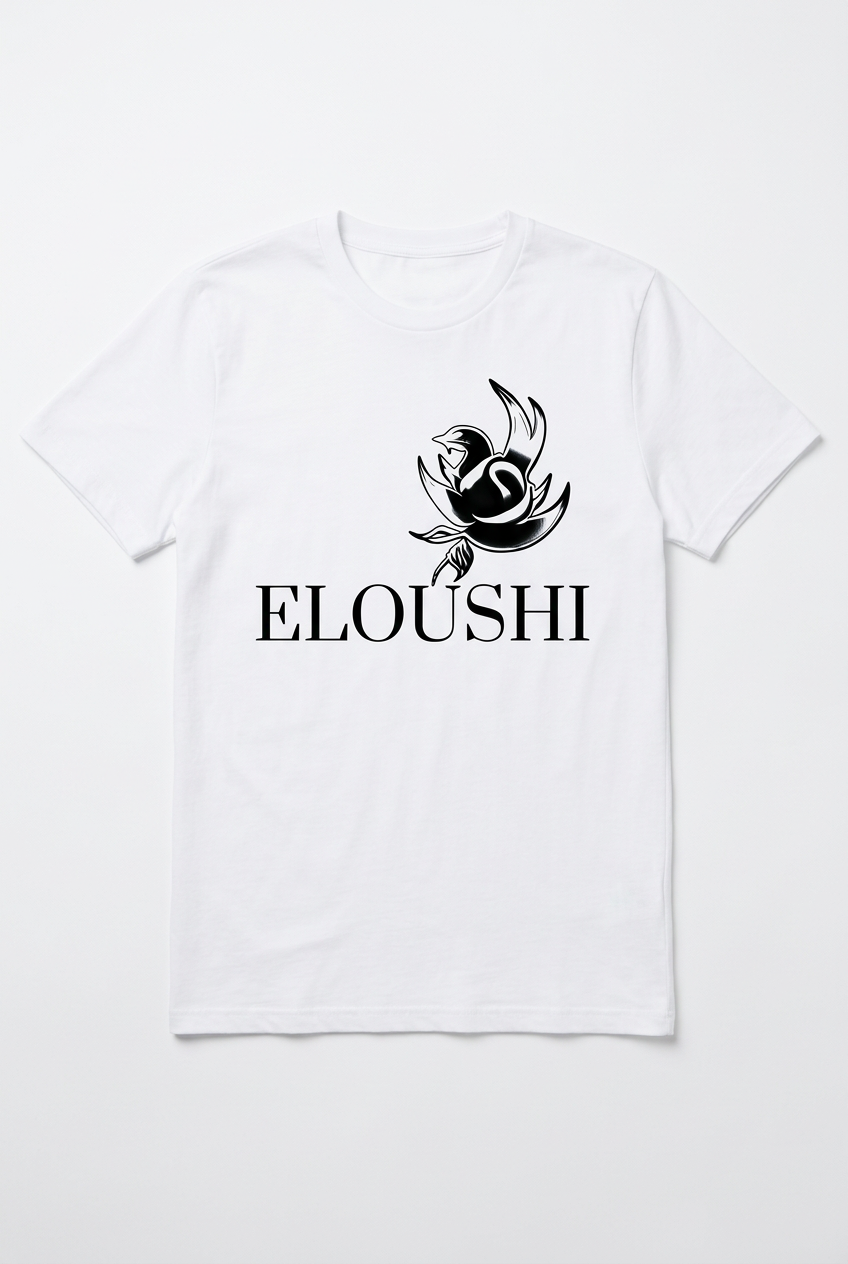 Eloushi Phoenix Original Logo Tee - white flat lay
