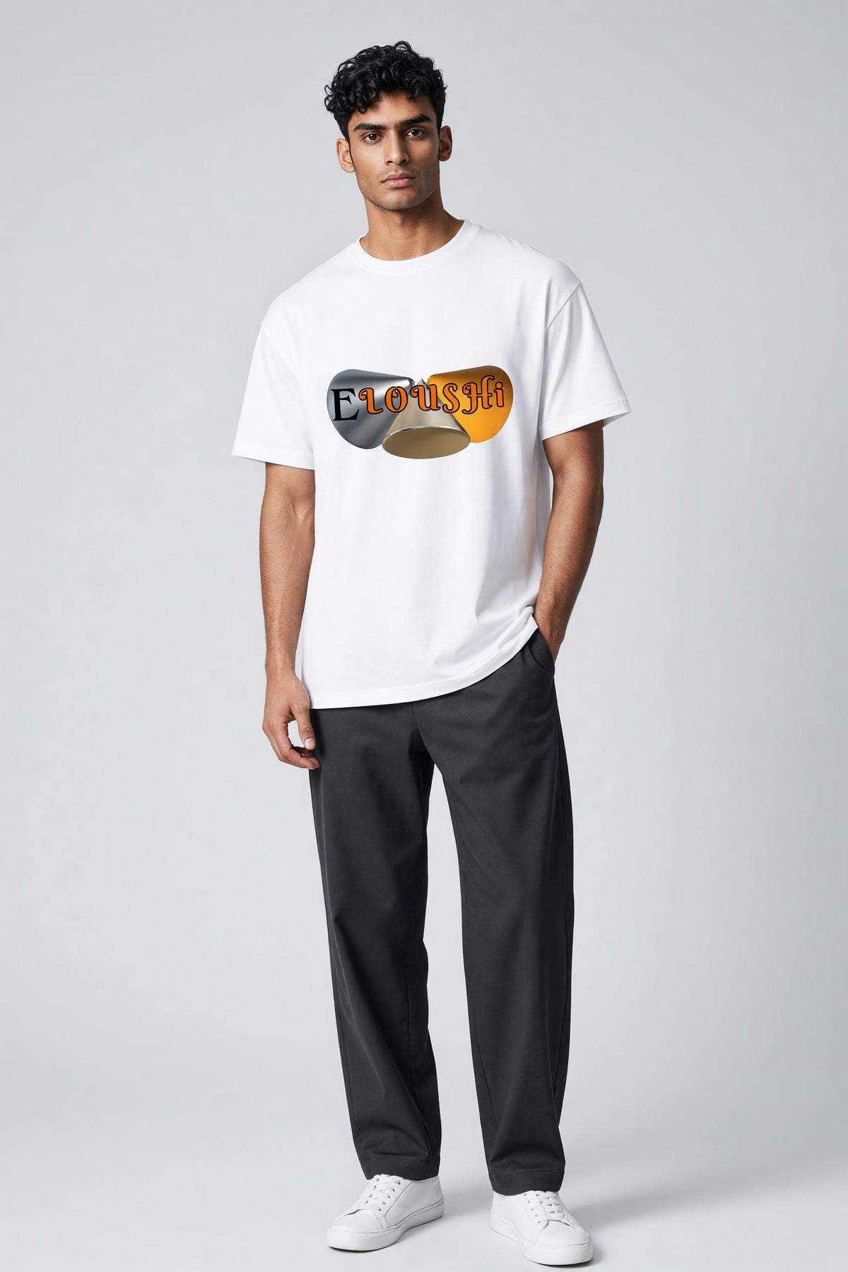 Eloushi Oval Badge Tee - model shot