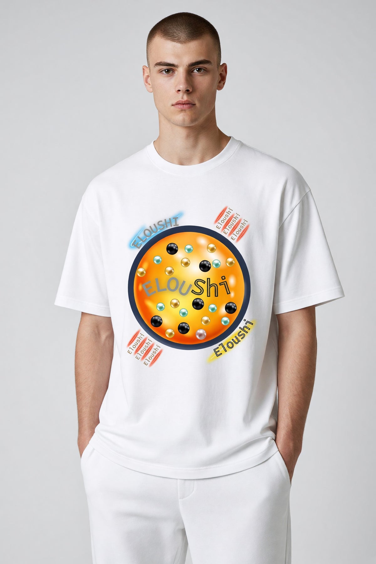 Eloushi Pearl Medallion Tee - model shot