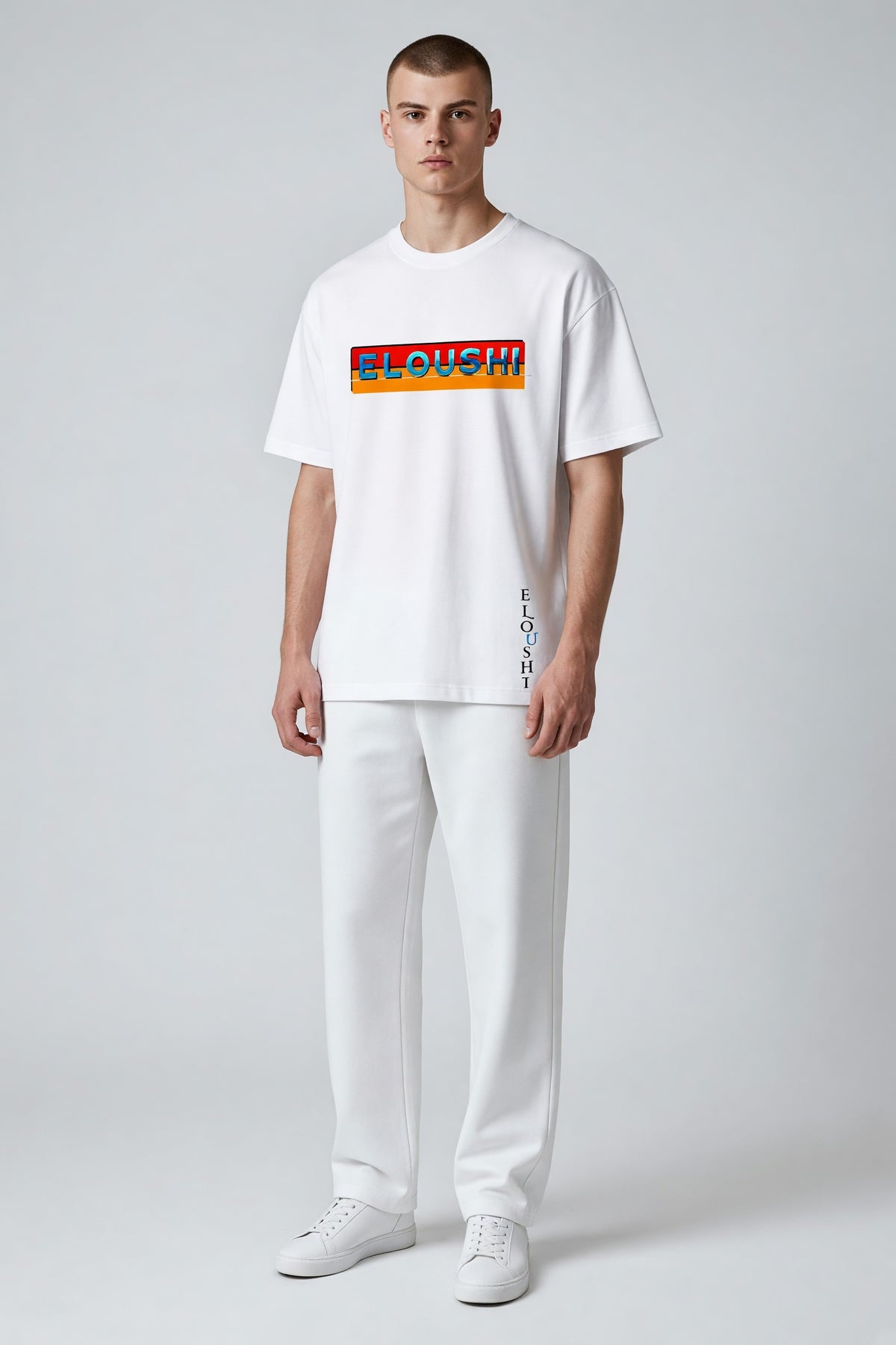 Eloushi Rainbow Bar Tee - model shot
