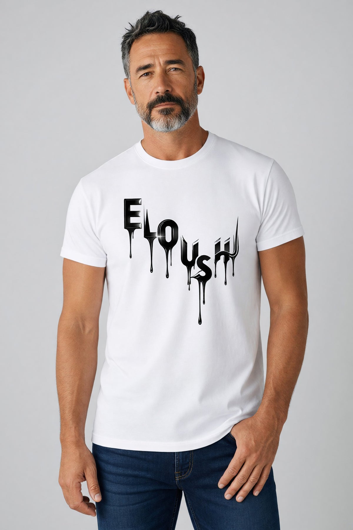 Eloushi Scatter Letters Alt Tee - model shot