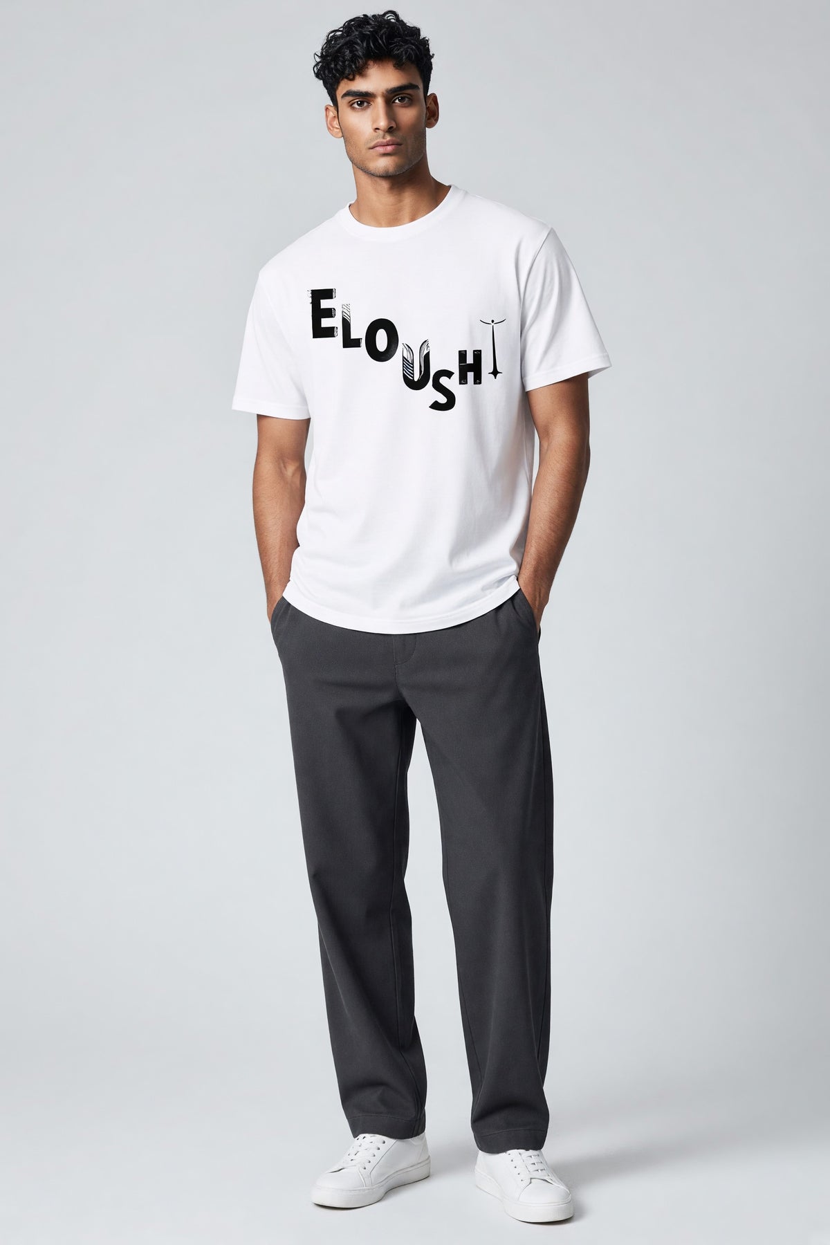 Eloushi Scatter Letters Tee - model shot