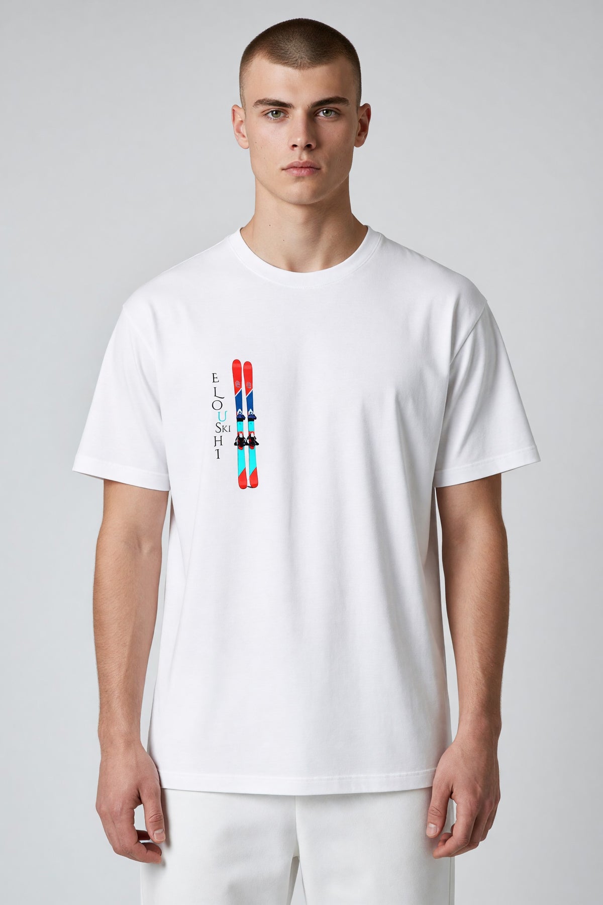 Eloushi Stripe Emblem Tee - model shot