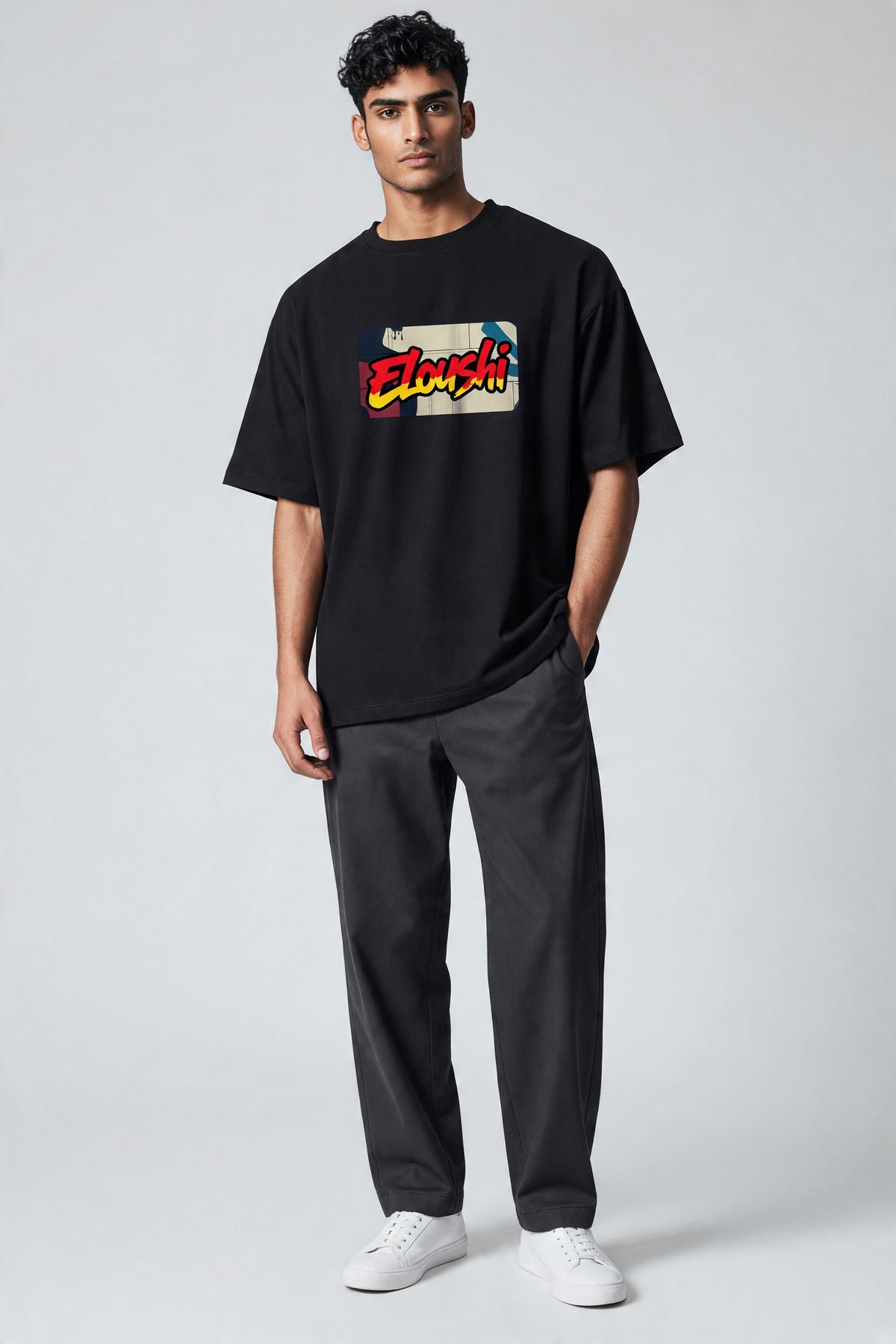 Eloushi Wall Graffiti Tee - model shot