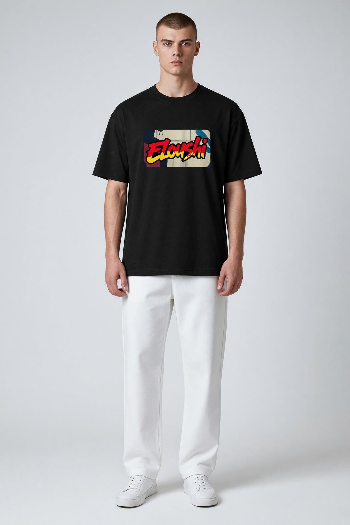 Eloushi Wall Graffiti Tee - model shot