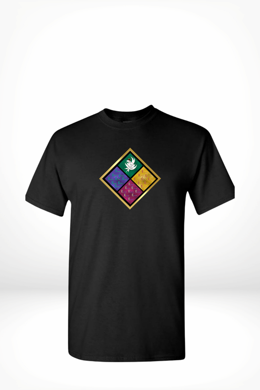 "Eloushi Multicolor Emblem Square" Black Tee