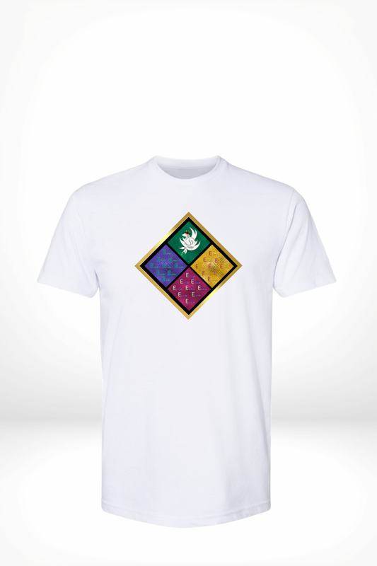 "Eloushi Multicolor Emblem Square" White Tee