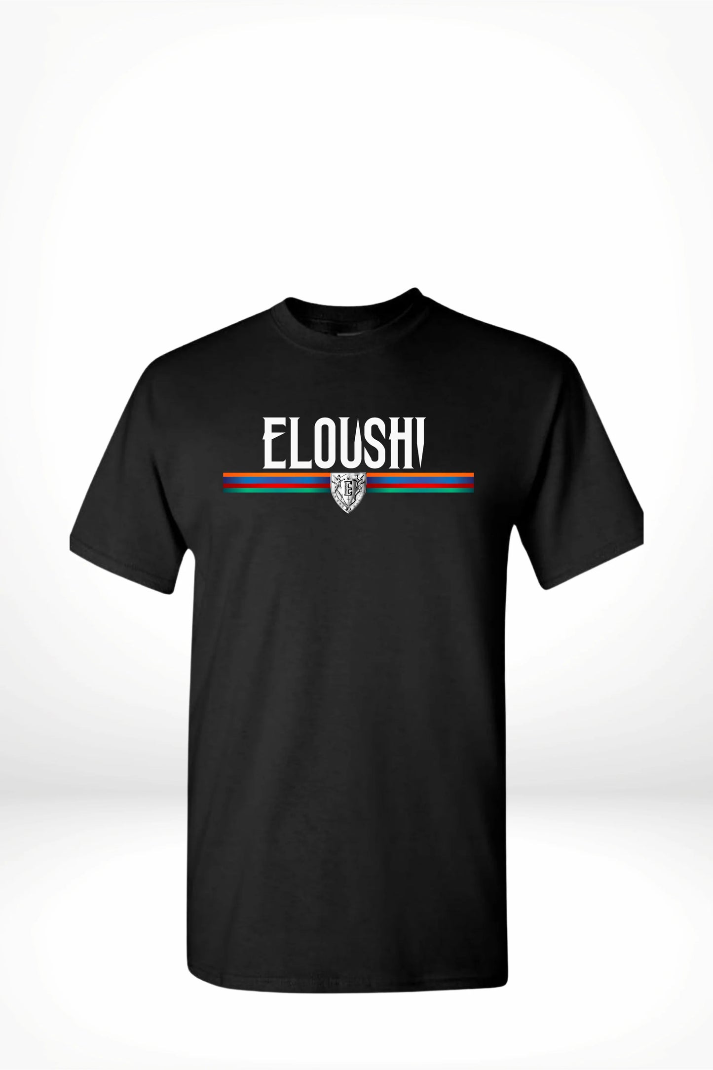 Eloushi Black Tee "Shield & Stripes"