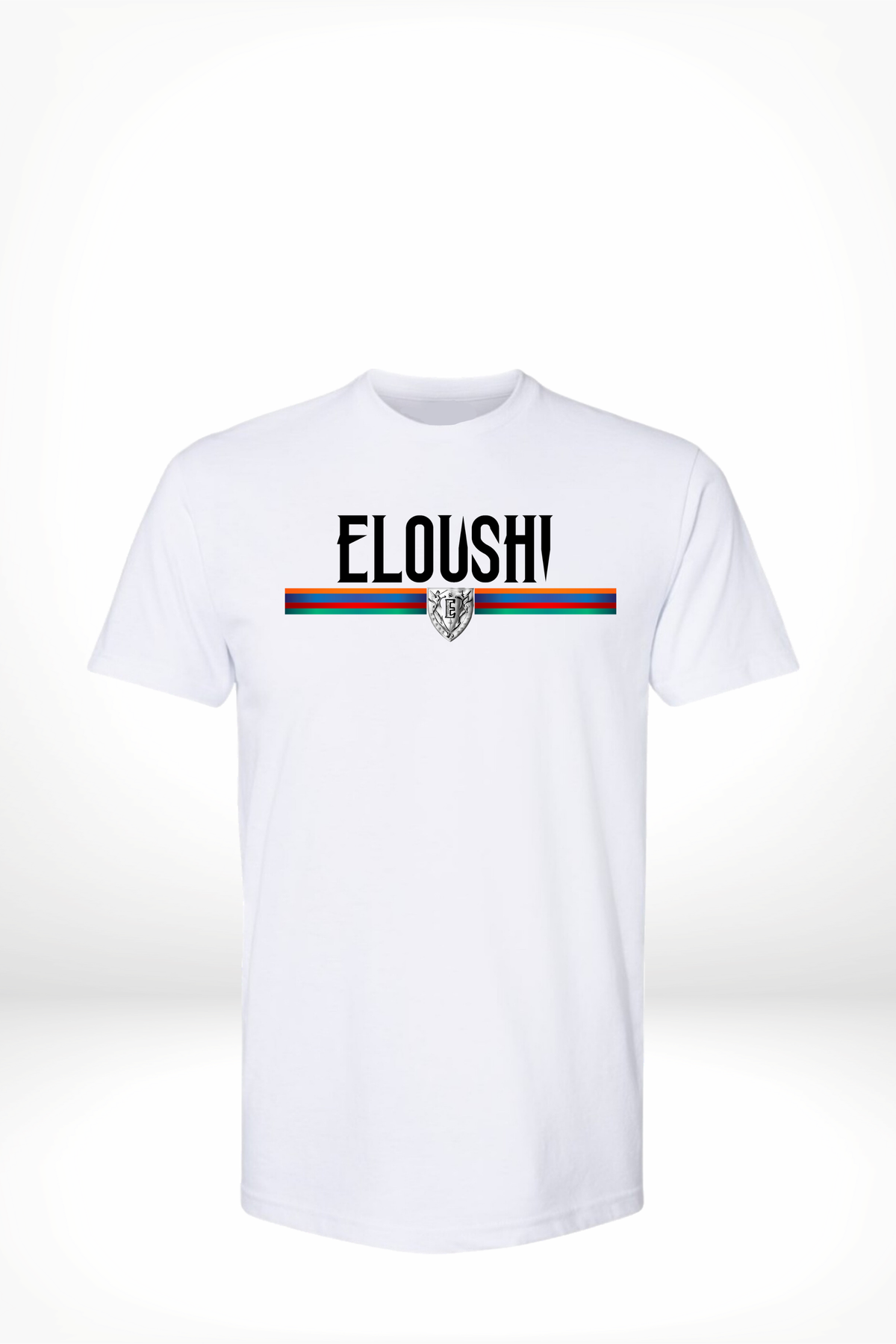 Eloushi White Tee "Shield & Stripes"