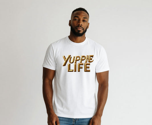 Yuppie Life Gold Script Tee
