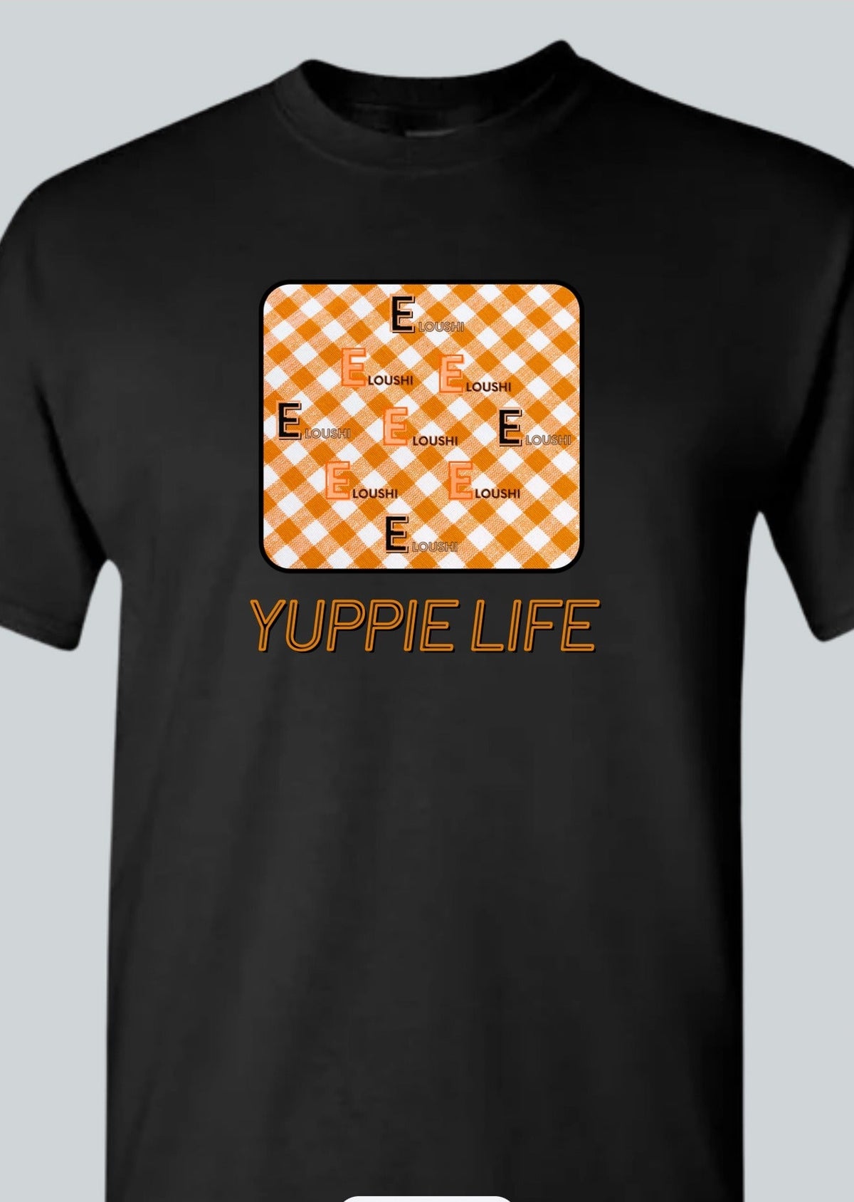 Yuppie Life Gingham Tee — Black