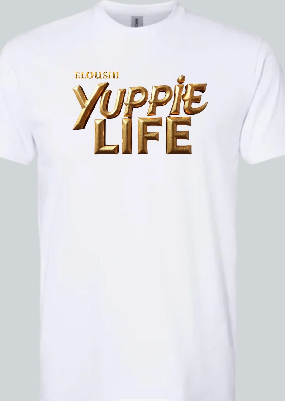 Yuppie Life Gold Italic Tee — White