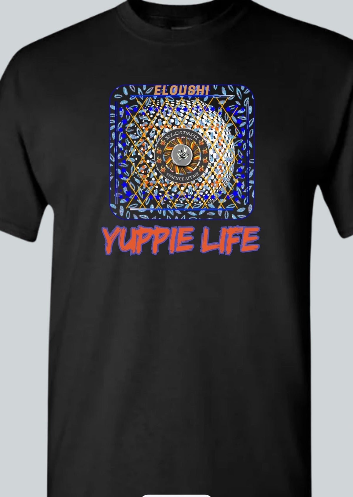 Yuppie Life Disco Blue Tee — Black