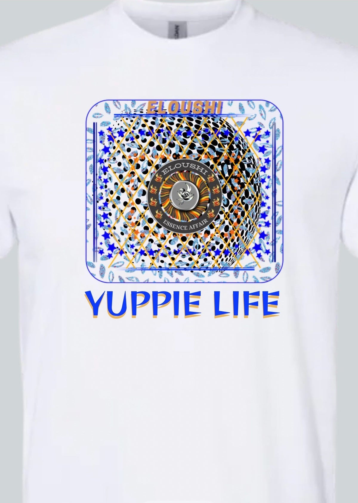 Yuppie Life Disco Blue Tee — White