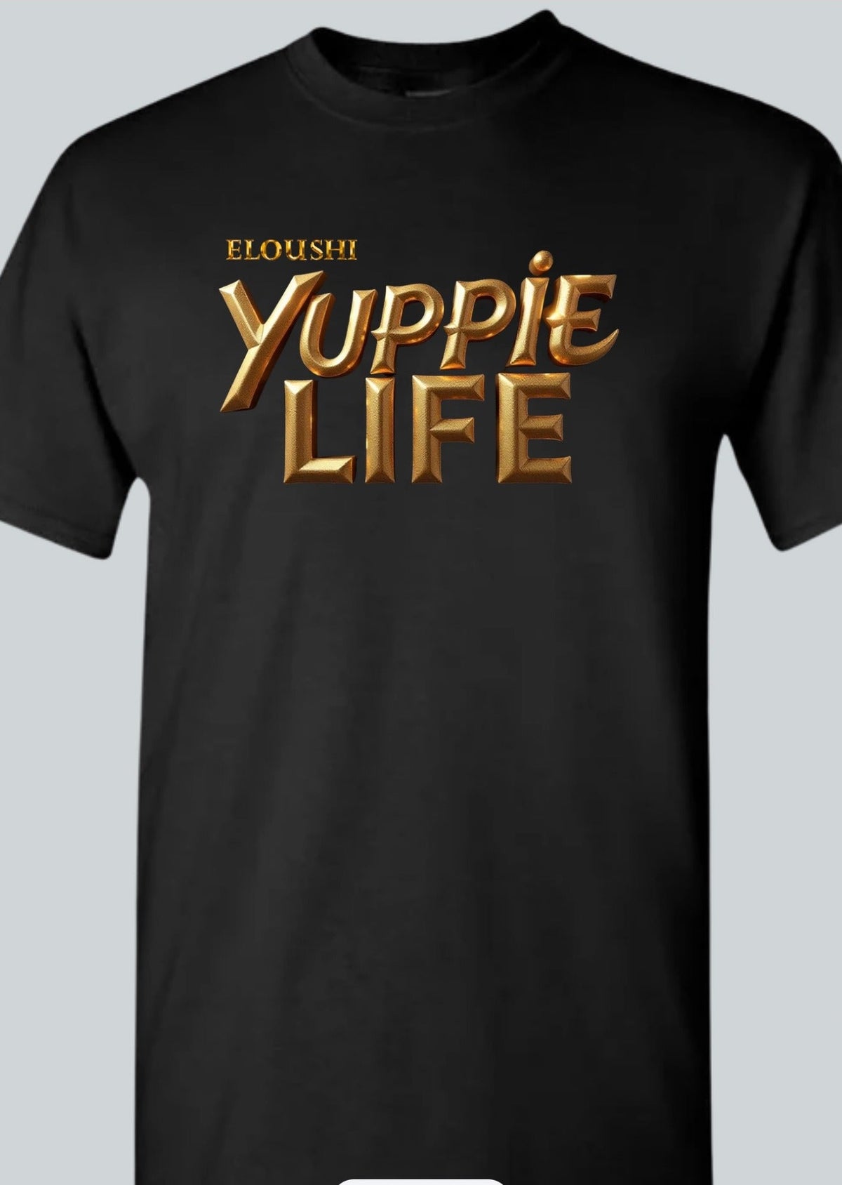 Yuppie Life Gold Italic Tee — Black